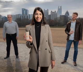 ATHENA Lab Members in the Backdrop of Atlanta's Skyline